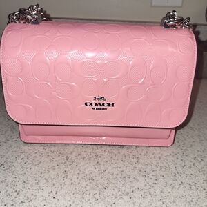Coach Pink Embossed Chain Shoulder Bag